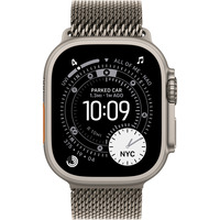 Apple Watch Ultra 3, Smartwatch titan, 49 mm, Milanaise Armband Titan Natur L, Titangehäuse, Cellular