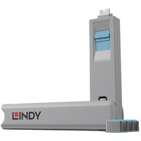 Lindy USB Typ C Port Schlüssel mit 4 Schlössern, Schloss Code Blau