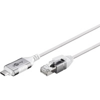 goobay Ethernet-Adapterkabel USB-C 3.2 Gen2 > RJ-45, Slim weiß, 15 Meter
