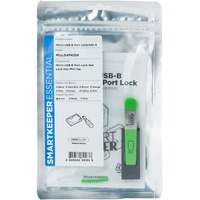 SMARTKEEPER ESSENTIAL Micro USB-B Port Lock (MUL04) + Lock Key Mini (U04), Einsteckschloss Farbcode Grün, 4 Stück + 1 Schlüssel