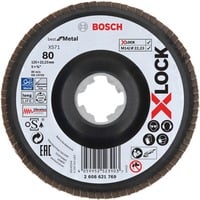Bosch PRO X571 X-LOCK Fächerschleifscheibe, Ø 125mm, K80 Bohrung 22,23mm, abgewinkelt