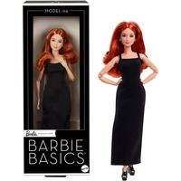 Mattel Barbie Basics Model 04 mit rotem Haar, schwarzem Kleid und Plateauschuhen, Puppe