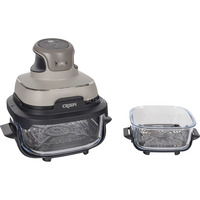 Ninja CRISPi 4-in-1 tragbare Glas-Heißluftfritteuse "Stone" grau/transparent, 1.700 Watt, 2 Körbe 1,4 und 3,8 Liter