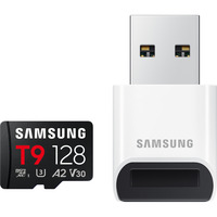Samsung T9 microSDXC 128 GB, Speicherkarte schwarz, mit USB-Kartenleser
