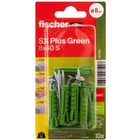 fischer Spreizdübel SX Plus Green 8x40 S K grün, 10 Stück, mit Schraube