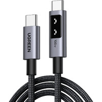 UGREEN Uno USB-C auf USB-C Kabel (100W) schwarz/grau, 1 Meter, PD 100 Watt, mit Display