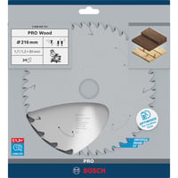 Bosch Professional PRO Wood cordless Kreissägeblatt, Ø 216mm, 24Z Bohrung 30mm, für Akku-Kappsägen