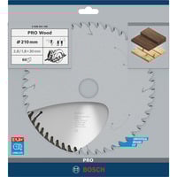 Bosch PRO Wood Kreissägeblatt, Ø 210mm, 60Z Bohrung 30mm, für Handkreissägen