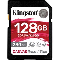 Kingston Canvas React Plus 128 GB SDXC, Speicherkarte schwarz, UHS-II U3, Class 10, V60, A1