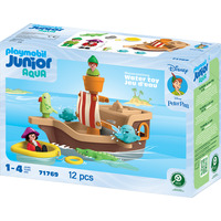 PLAYMOBIL 71769 Junior & Disney: Peter Pans Piratenschiff mit Wassersrpitzspaß, Konstruktionsspielzeug 