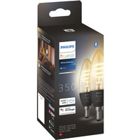 Philips Hue White Ambiance Filament E14 Kerzenform Doppelpack 350, LED-Lampe ersetzt 30 Watt