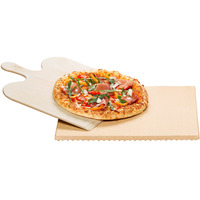 Rommelsbacher Pizzastein / Brotbackstein-Set PS 16 beige, 35 x 35cm, mit Holzschaufel
