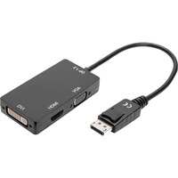 Digitus 3in1 Adapter/Konverter DisplayPort > DisplayPort + HDMI + DVI + VGA schwarz, 20cm