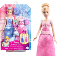 Mattel Disney Prinzessin 2-in-1 Geschichten Cinderella Modepuppe mit 2 Oberteilen und 9 Accessoires