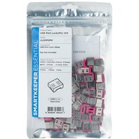 SMARTKEEPER ESSENTIAL USB-A Port Lock (UL03), Einsteckschloss Farbcode Pink, 100 Stück