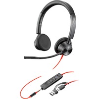 HP Poly Blackwire 3325M USB-C Stereo-Headset + 3,5 mm-Stecker + USB-C/A-Adapter schwarz, für Microsoft Teams zertifiziert