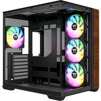 Thermaltake View 380 WS ARGB Black, Tower-Gehäuse schwarz/holz, Tempered Glass x 2, Holz-Struktur