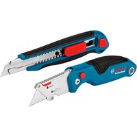 Bosch Cuttermesser-Set Professional, 2-teilig, Teppichmesser blau, für Abbrechklingen und Trapezklingen