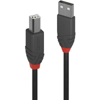 Lindy USB 2.0 Typ A an B Kabel, Anthra Line schwarz, 10m