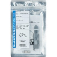 SMARTKEEPER ESSENTIAL USB-C Port Lock (CL04) + Lock Key Mini (U04), Einsteckschloss Farbcode Grau, 4 Stück + 1 Schlüssel