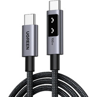 UGREEN Uno USB-C auf USB-C Kabel (100W) schwarz/grau, 3 Meter, PD 100 Watt, mit Display