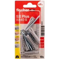 fischer Spreizdübel SX Plus 8x40 S K hellgrau, 10 Stück, mit Schraube