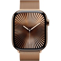 Apple Watch Series 10, Smartwatch gold, Titangehäuse, 46 mm, Milanaise Armband gold S/M, Cellular