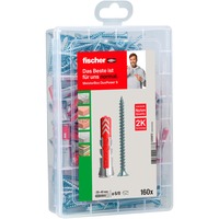 fischer Meister-Box DUOPOWER + Schrauben, Dübel hellgrau/rot, 160-teilig