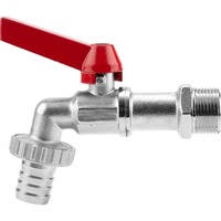 GARDENA Kugel-Auslaufventil 7333-20, Wasserhahn silber/rot, 33,3mm (G 1"), 19 mm (3/4")