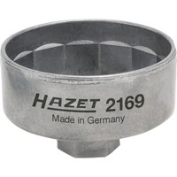 Hazet Ölfilterschlüssel 2169, 3/8" und Sechskant 27mm, Steckschlüssel für Ölfilter 14kant, 74,4mm