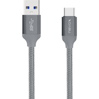 Nevox USB 3.2 Gen 1 Kabel, USB-A Stecker > USB-C Stecker grau, 2 Meter, gesleevt
