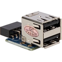 DeLOCK USB 2.0 Adapter, 9 Pin Header > 2x USB-A Buchse nach oben, übereinander