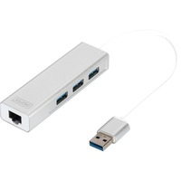 Digitus USB 3.0 3-Port Hub mit Gigabit LAN, USB-Hub weiß