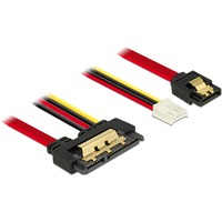 DeLOCK Adapterkabel SATA 7Pin + Floppy 4Pin > SATA 22Pin schwarz/rot, 30cm, 22Pin-Stecker gerade