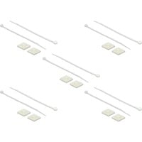 DeLOCK Befestigungssockel 25 x 25mm mit Kabelbinder L 150 x B 3,6mm weiß, 10 Paar