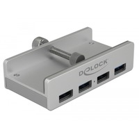 DeLOCK Externer USB 3.0 4 Port Hub mit Feststellschraube, USB-Hub 